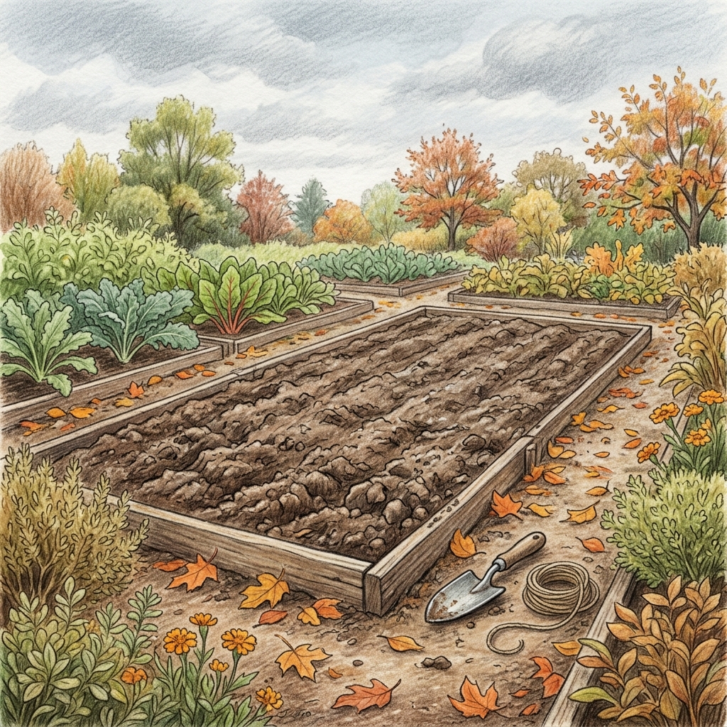A garden in mid autumn