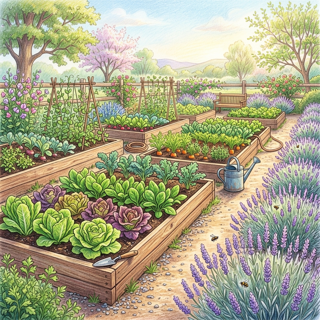 A garden in mid spring