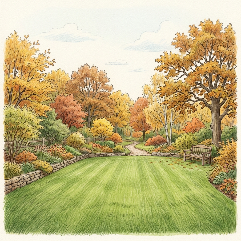 A garden in mid autumn