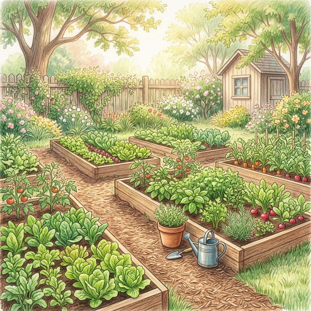 A garden in mid spring
