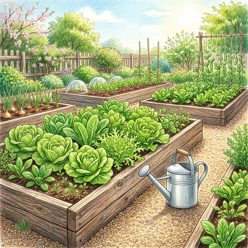 A garden in mid spring