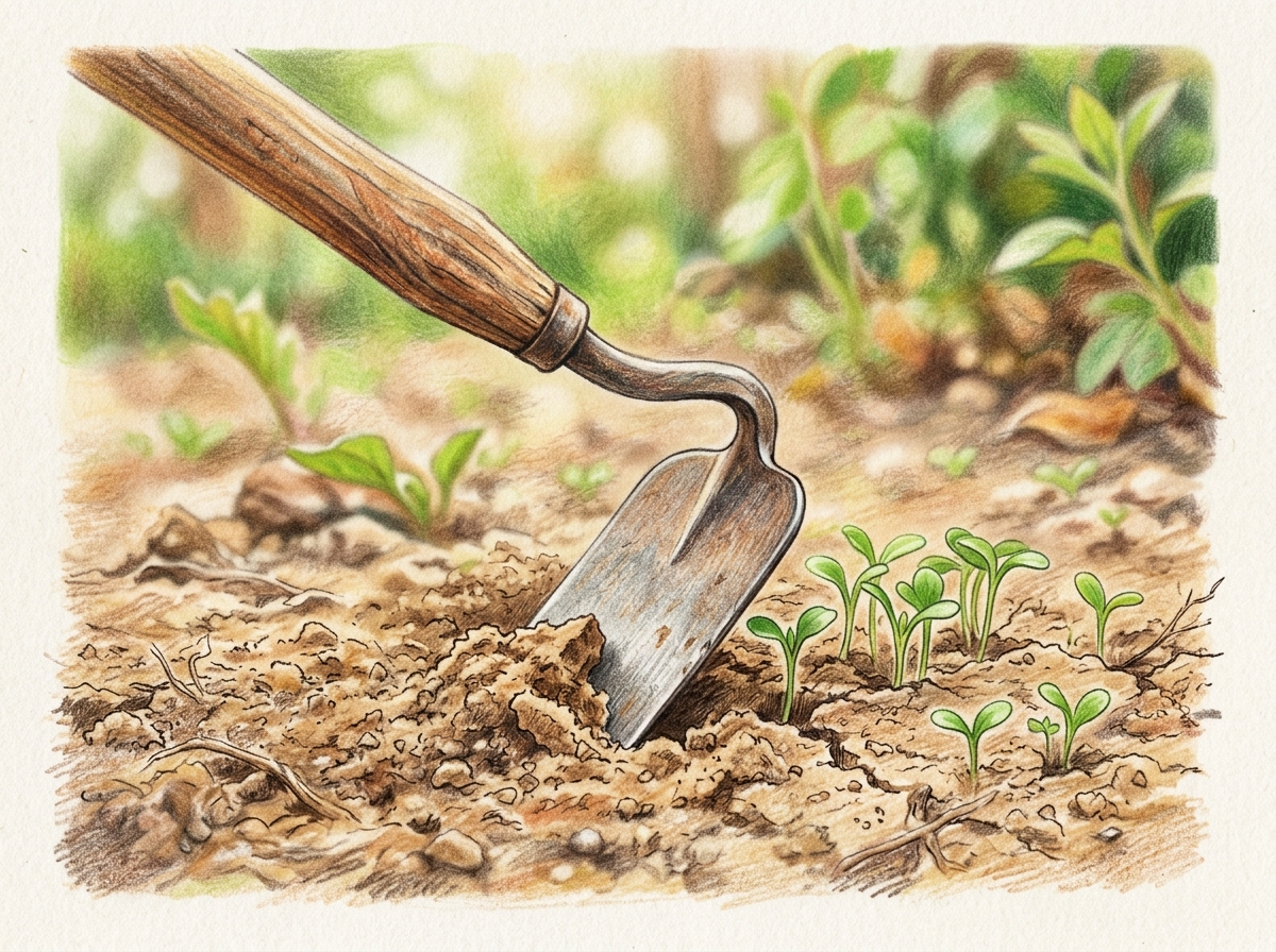 Hoe Young Weeds on Warm Dry Mornings