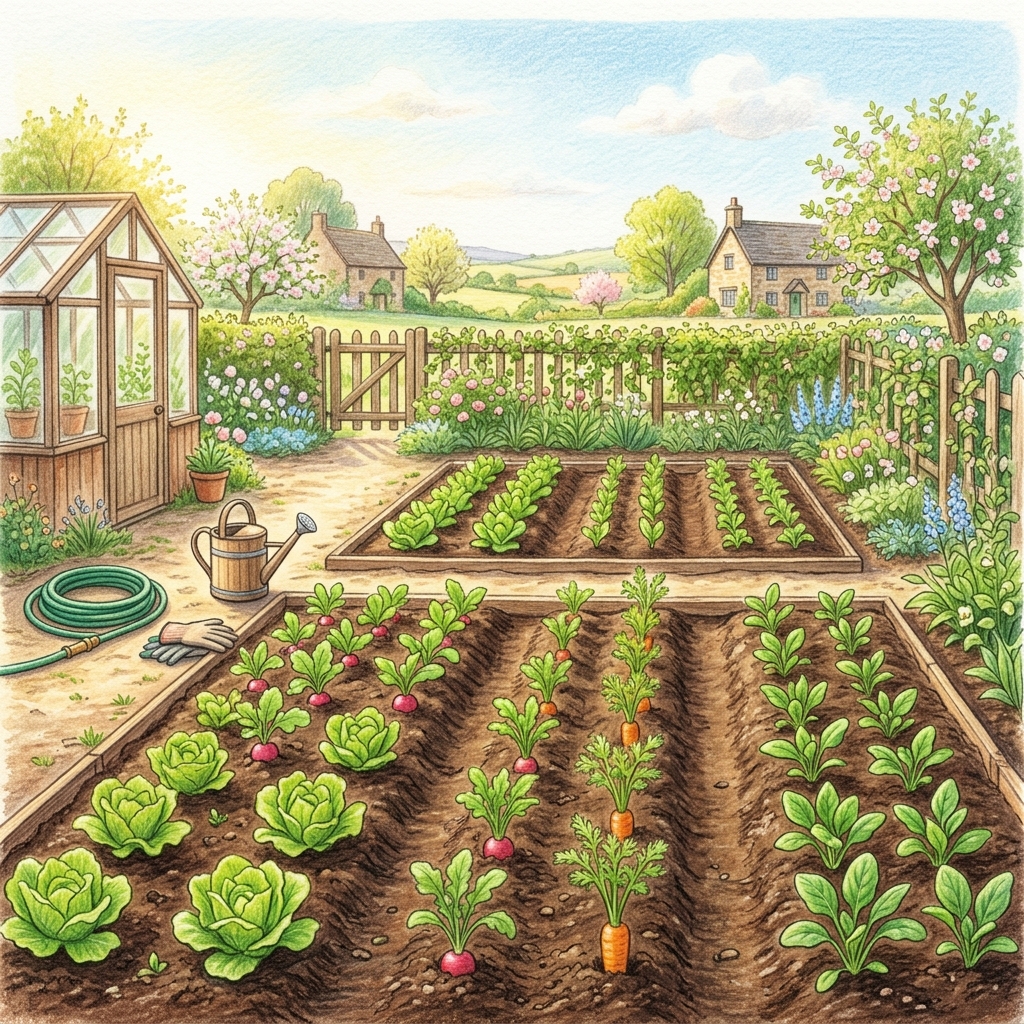 A garden in mid spring