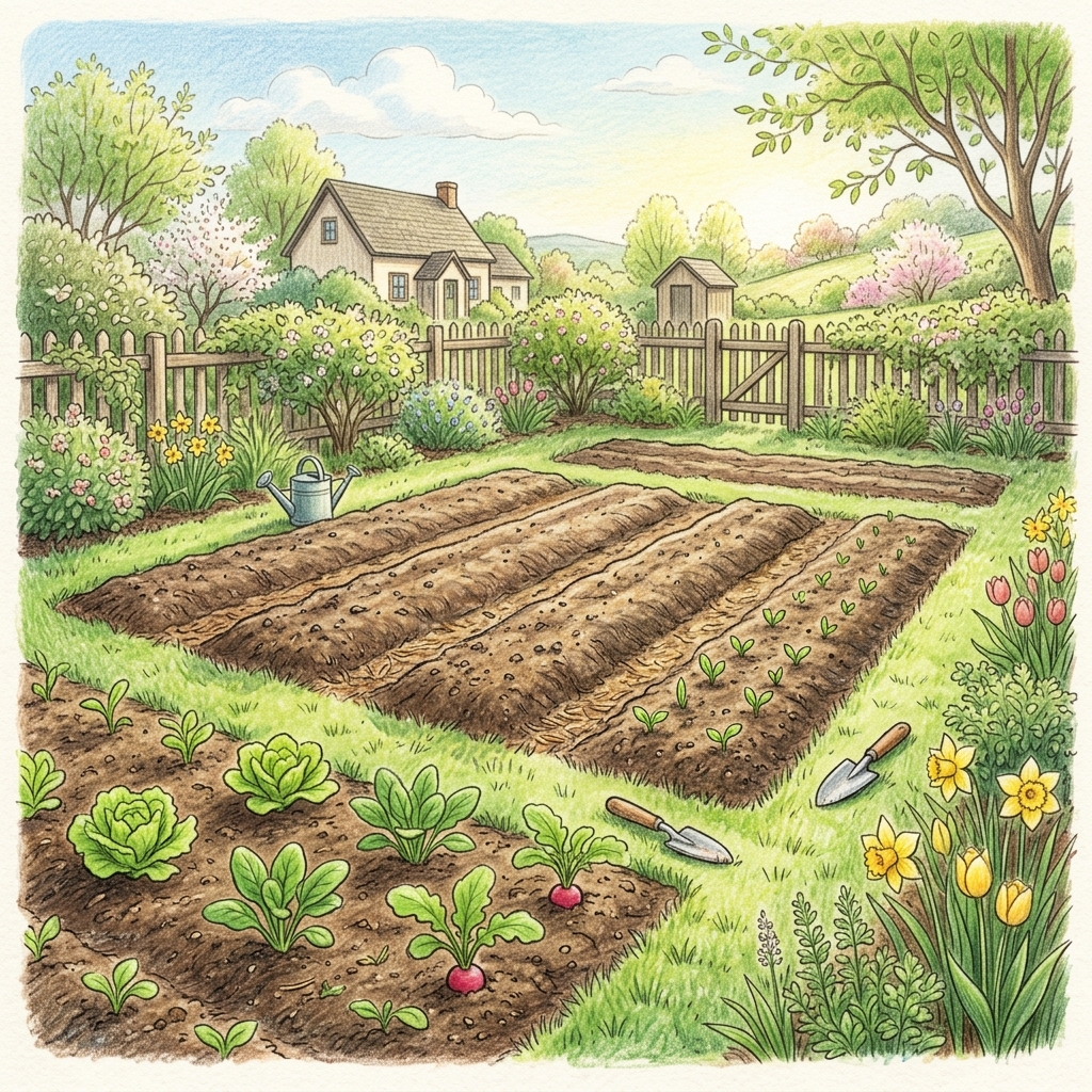 A garden in mid spring