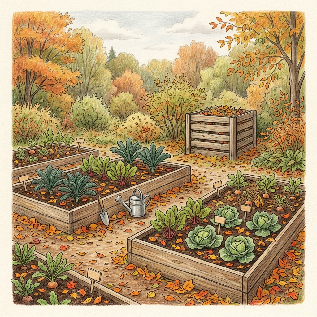 A garden in mid autumn