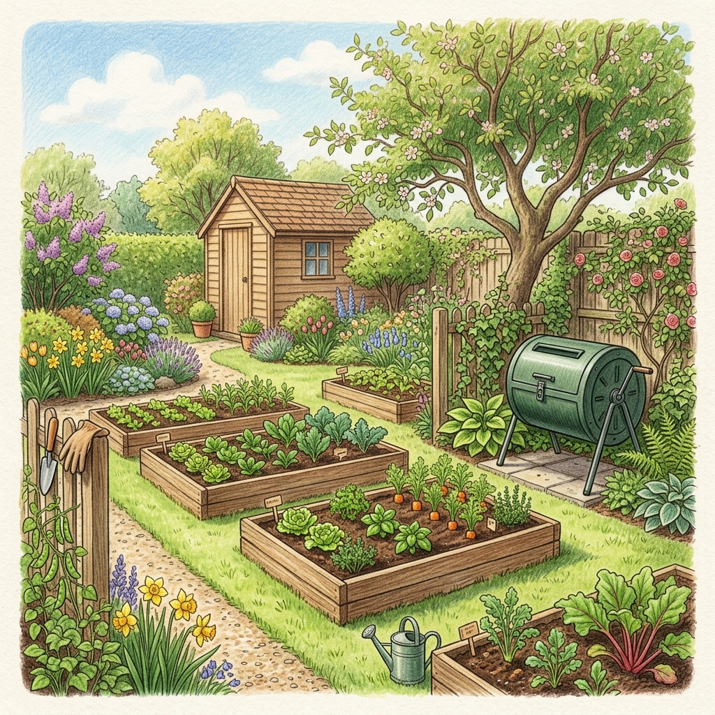 A garden in mid spring