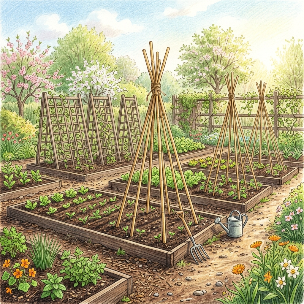 A garden in mid spring