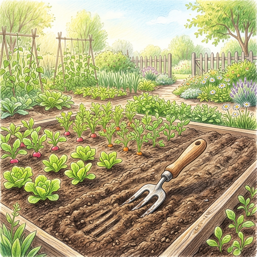 A garden in mid spring