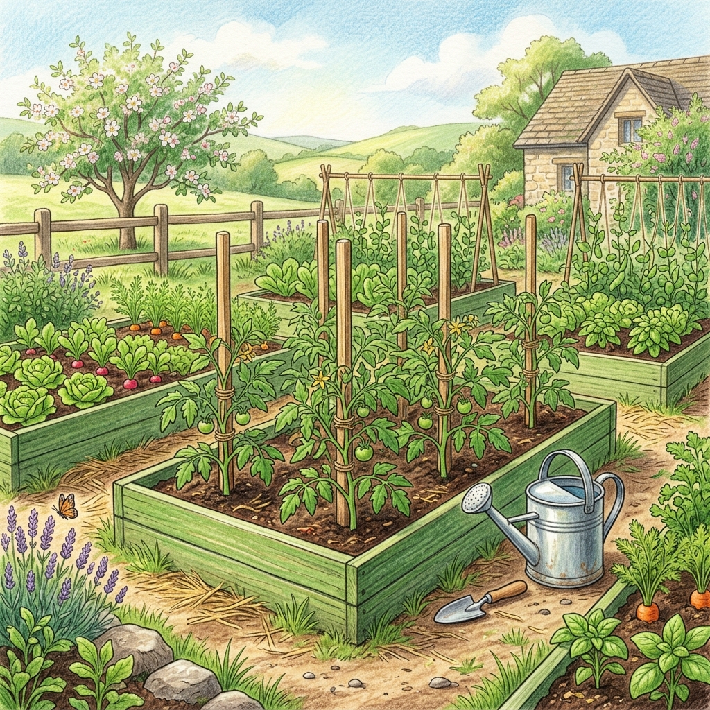 A garden in mid spring