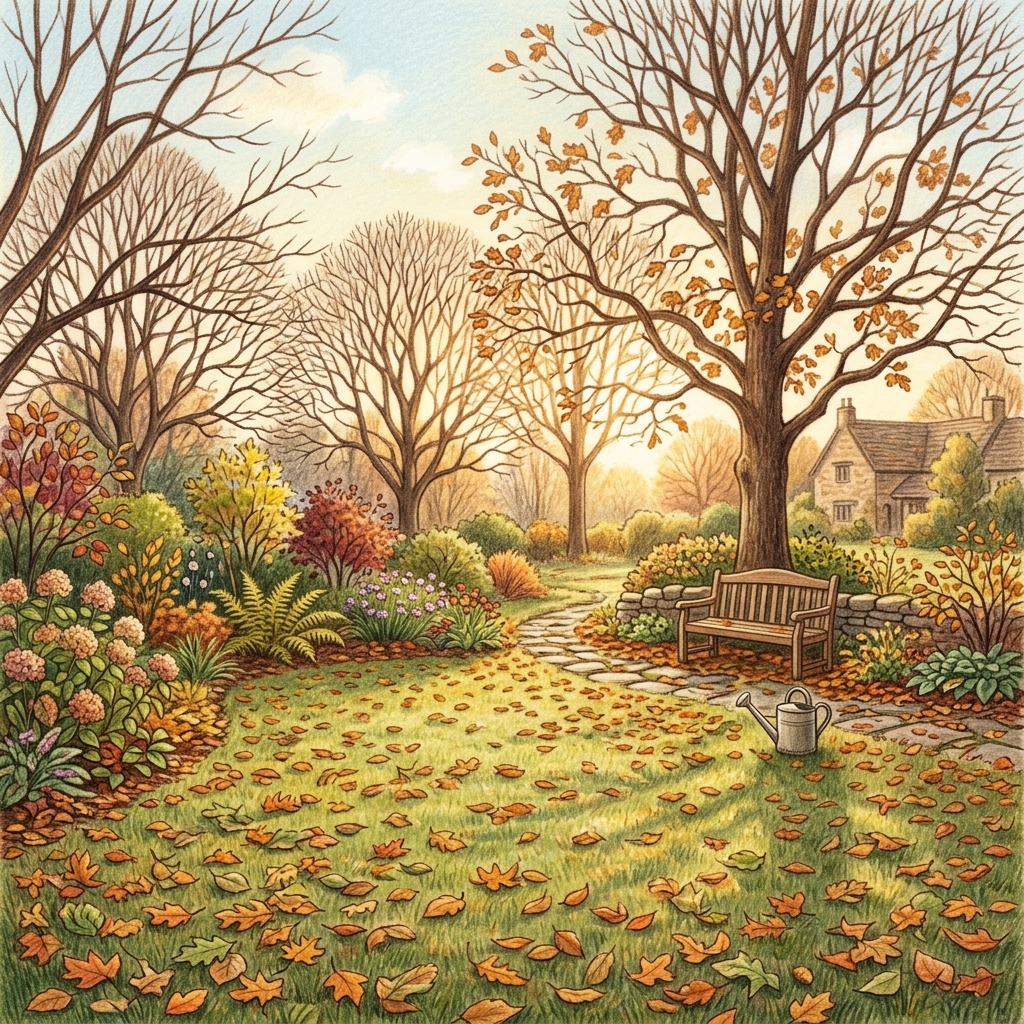 A garden in mid autumn
