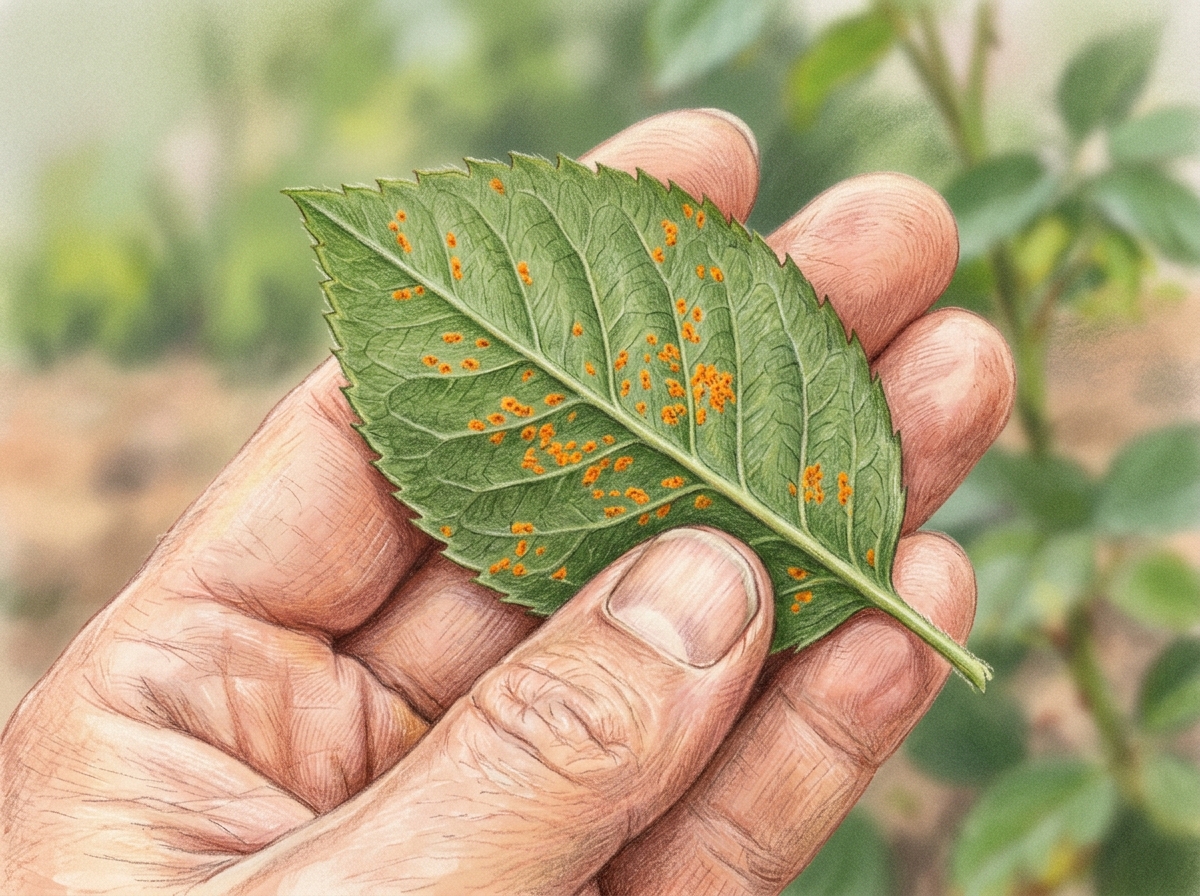 Check Rose Leaves for Orange Rust Spots