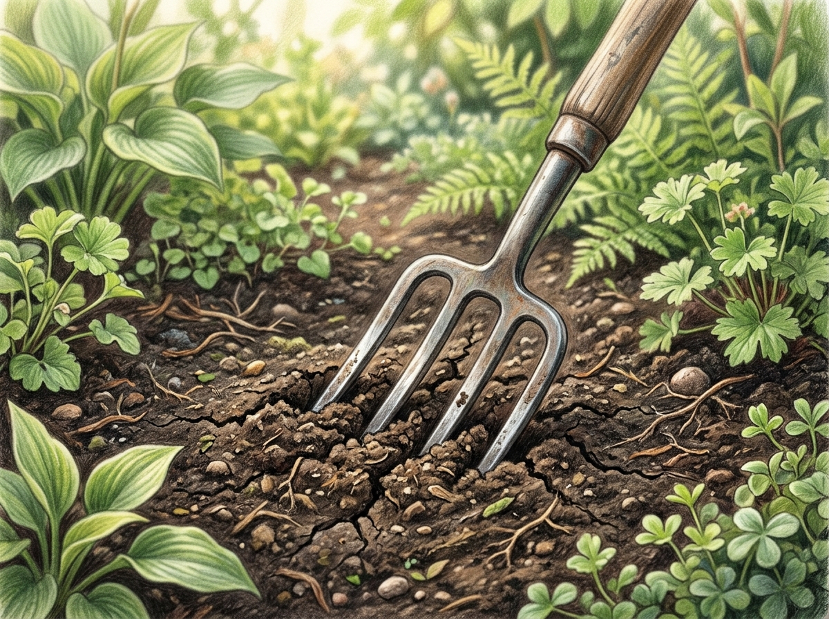 Aerate Compacted Soil in Autumn Borders