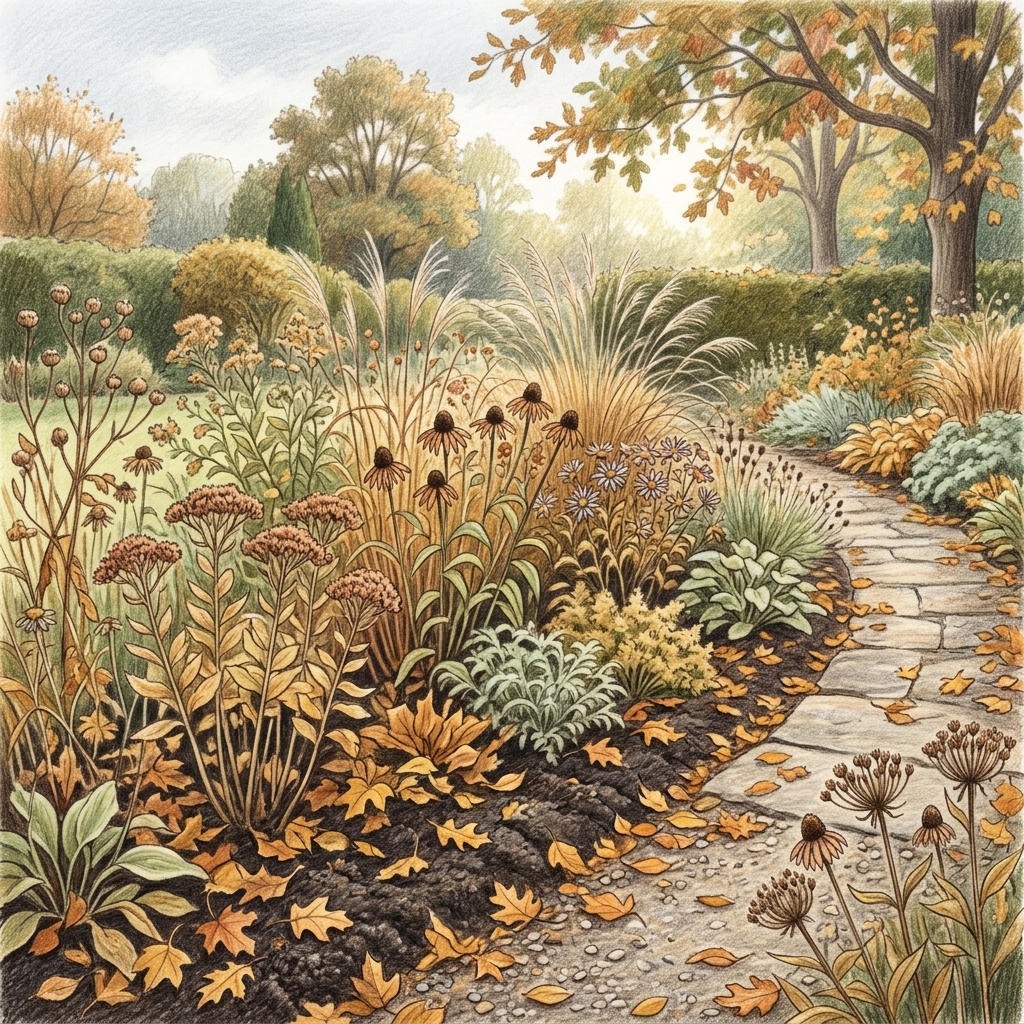 A garden in mid autumn