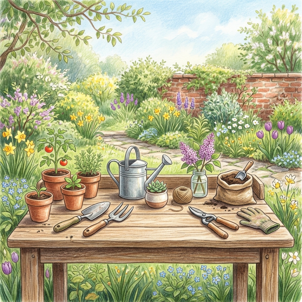 A garden in mid spring