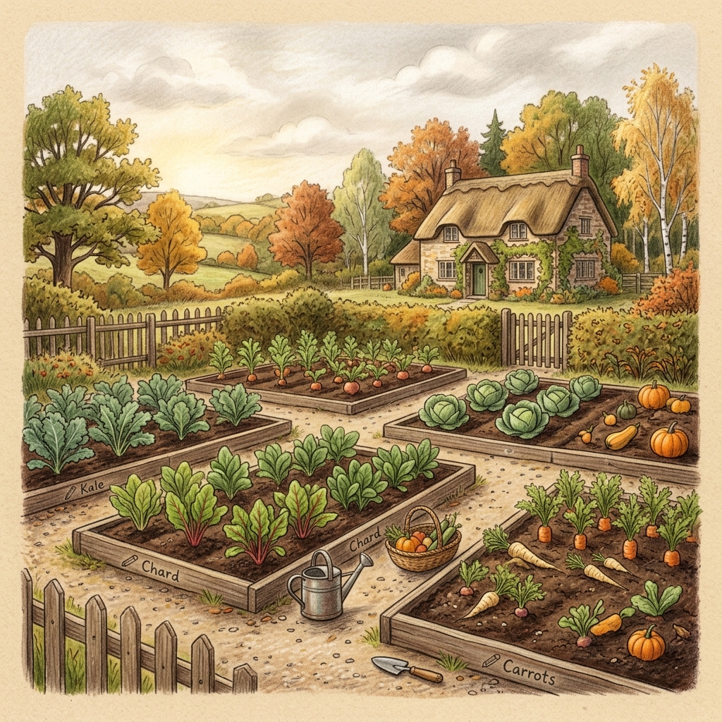 A garden in mid autumn
