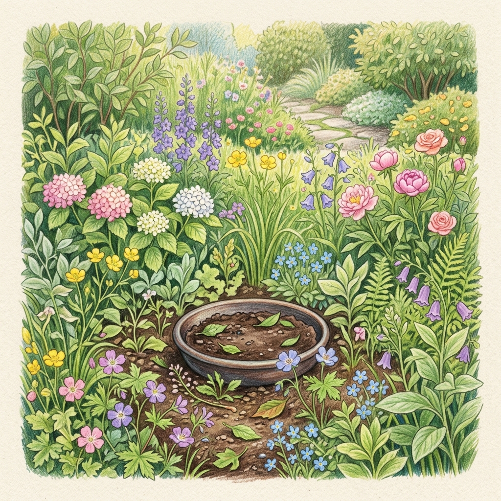 A garden in mid spring