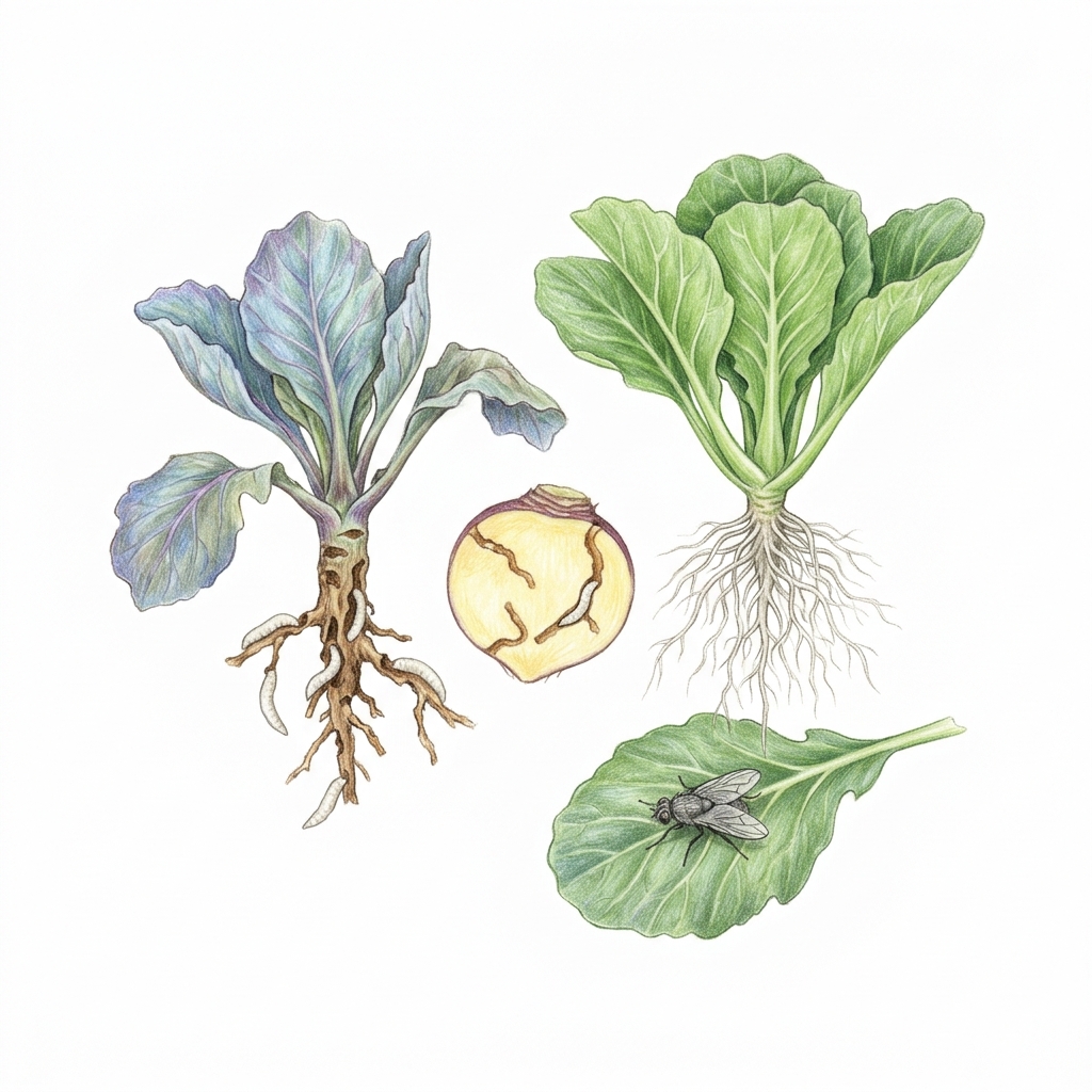Cabbage root fly (Delia radicum), illustration