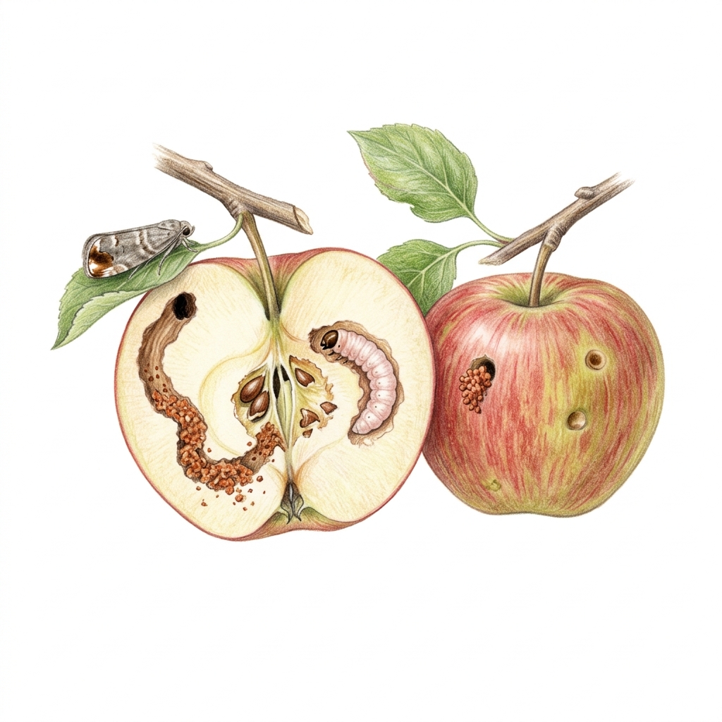 Codling moth (Cydia pomonella), illustration
