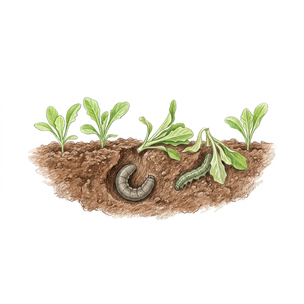 Cutworms (Agrotis, Noctua and related moth species), illustration