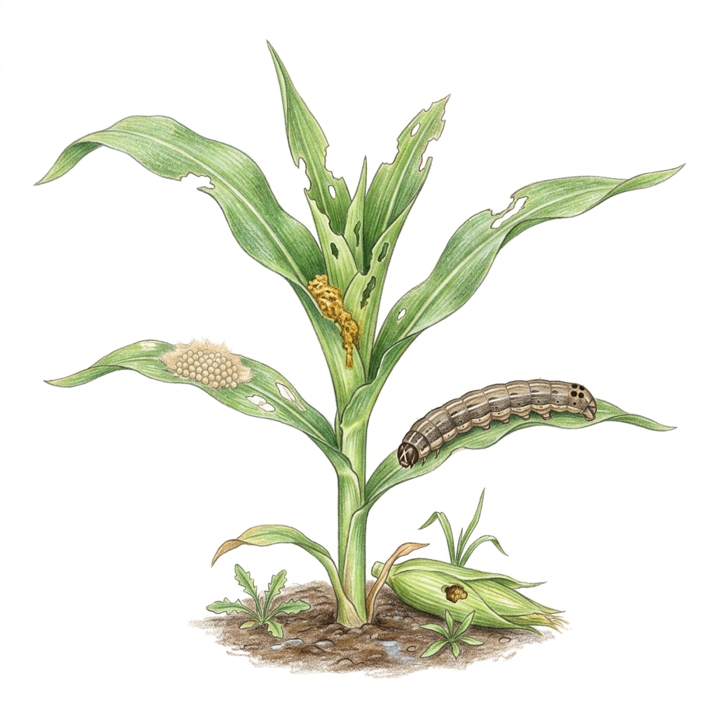 Fall armyworm (Spodoptera frugiperda), illustration