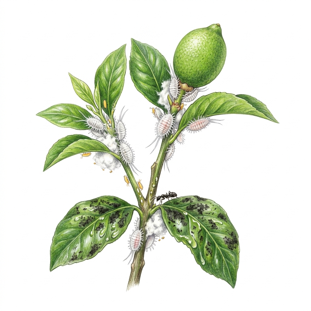 Mealybugs (Planococcus citri, Pseudococcus and related species), illustration