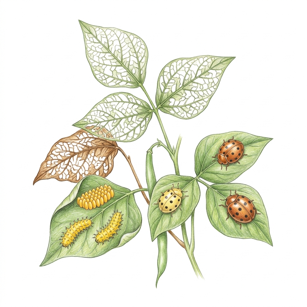 Mexican bean beetle (Epilachna varivestis), illustration