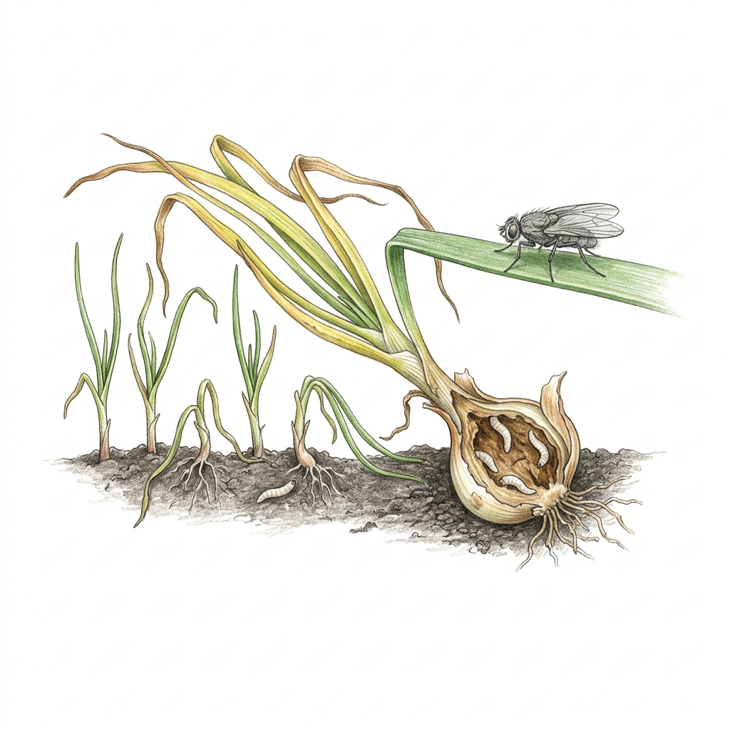 Onion fly (Delia antiqua), illustration