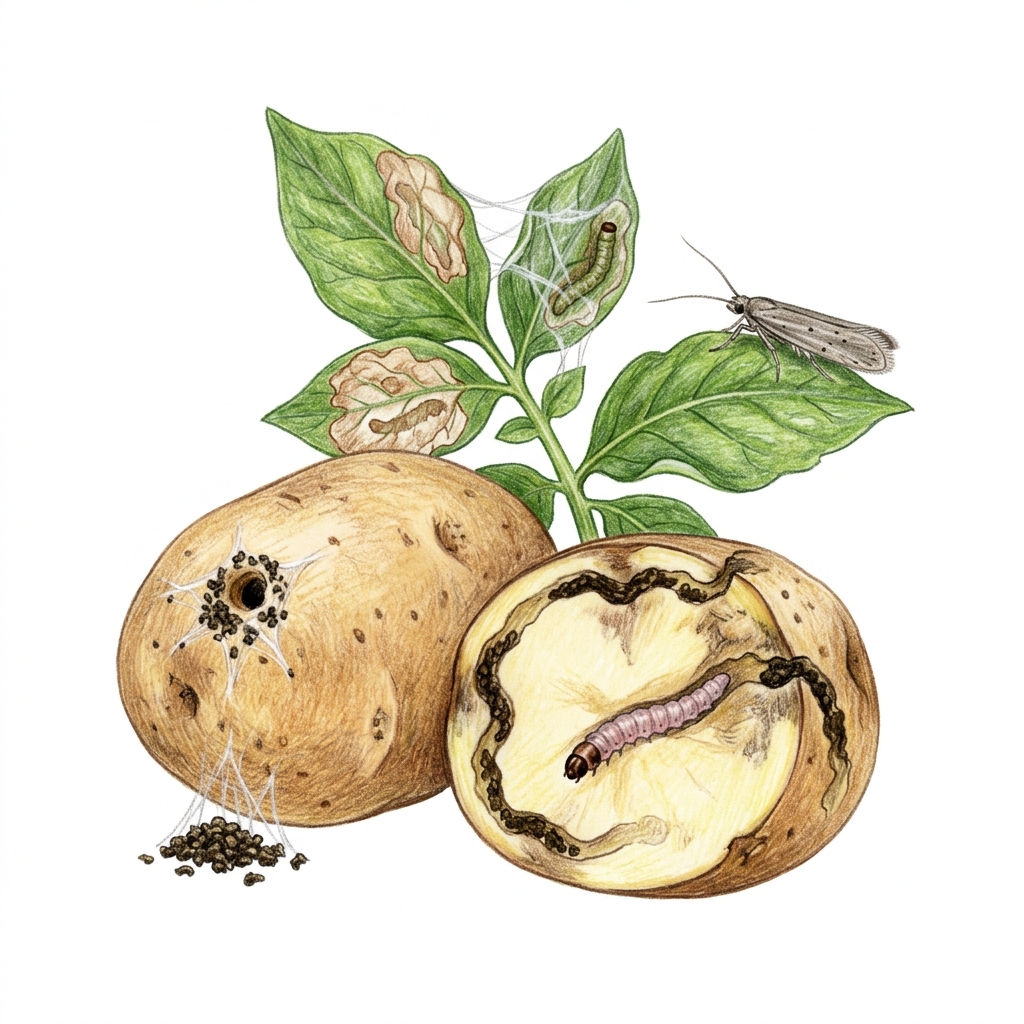Potato tuber moth (Phthorimaea operculella), illustration