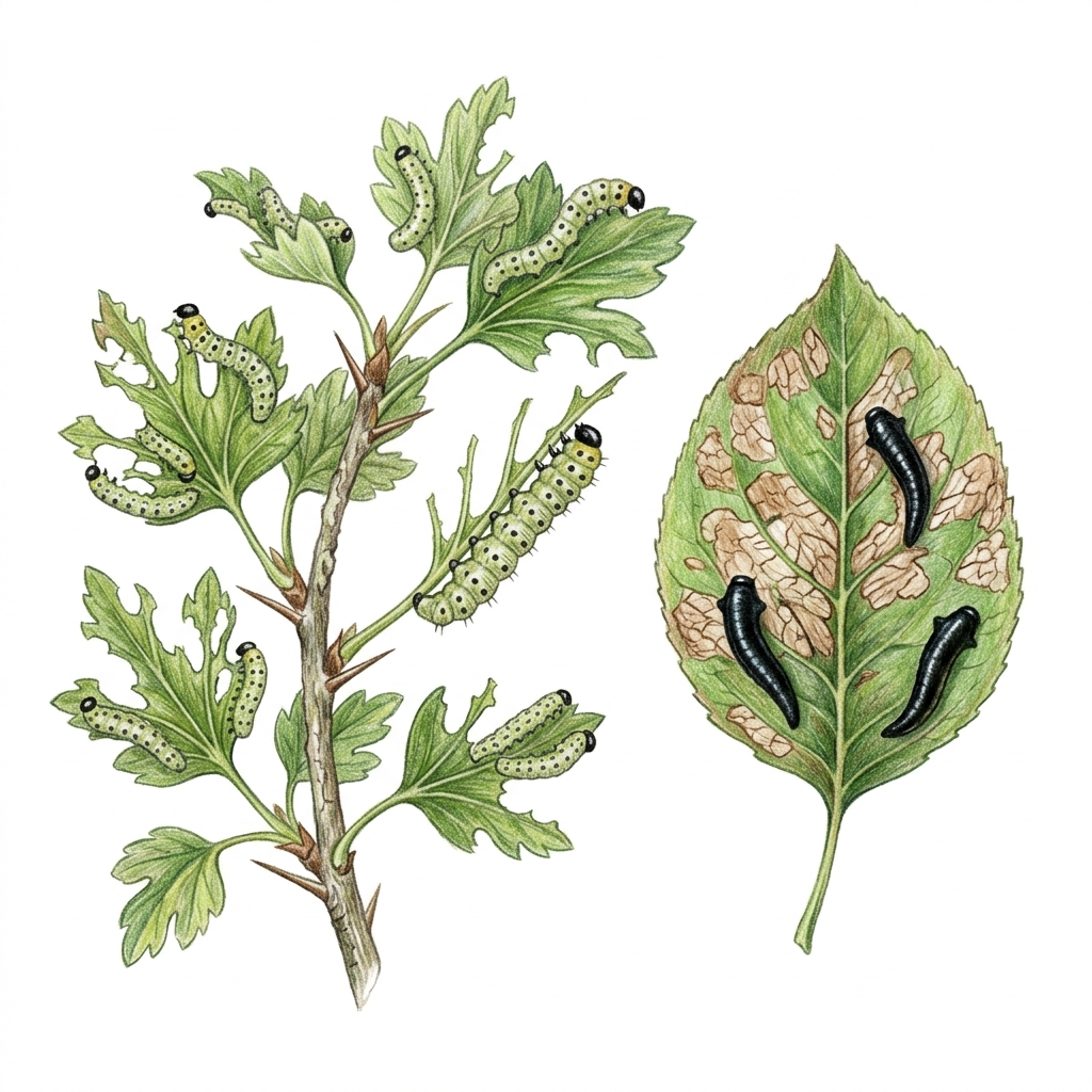 Sawfly larvae (Caliroa cerasi, Arge, Euura and many related species), illustration