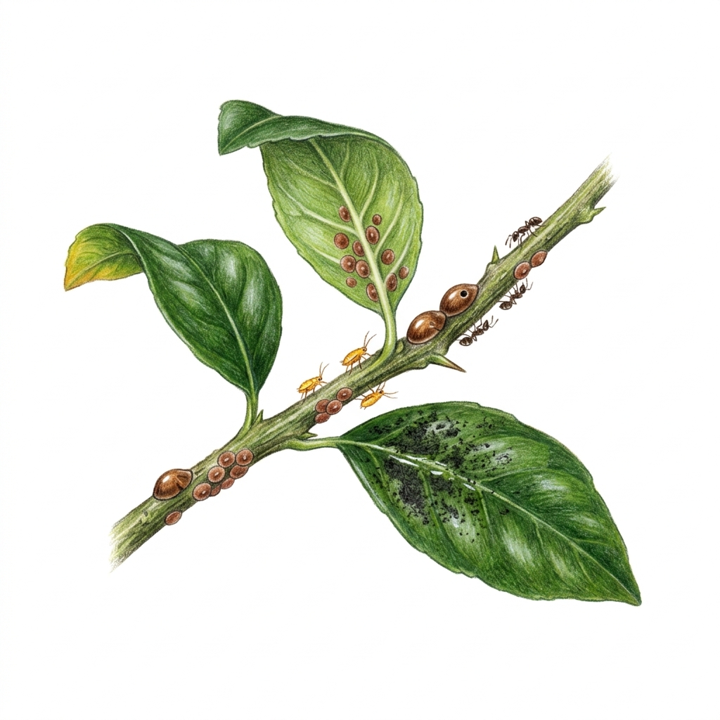 Scale insects (Armoured scales (Diaspididae), soft scales (Coccidae) and related families), illustration
