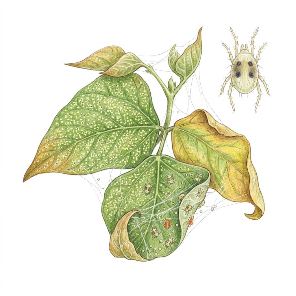 Spider mites (Tetranychus urticae and related species), illustration