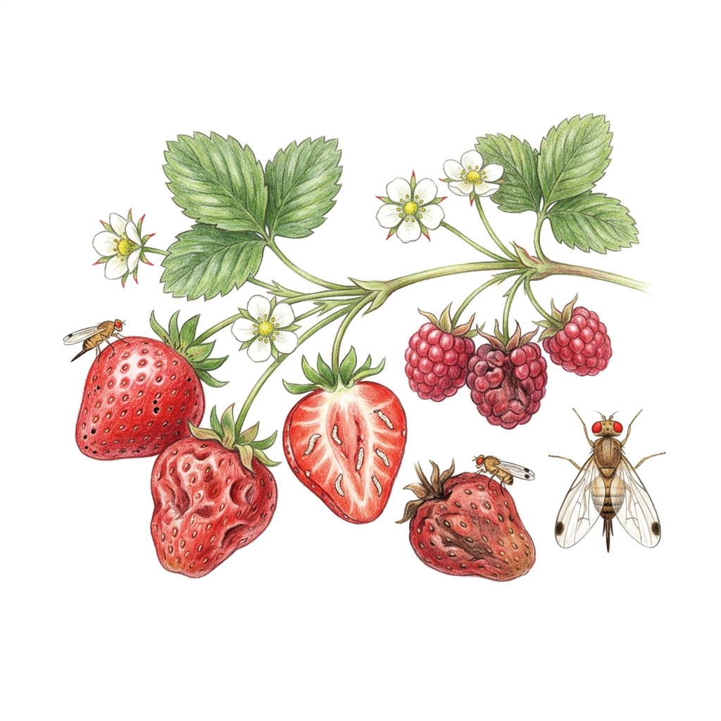 Spotted-wing drosophila (Drosophila suzukii), illustration