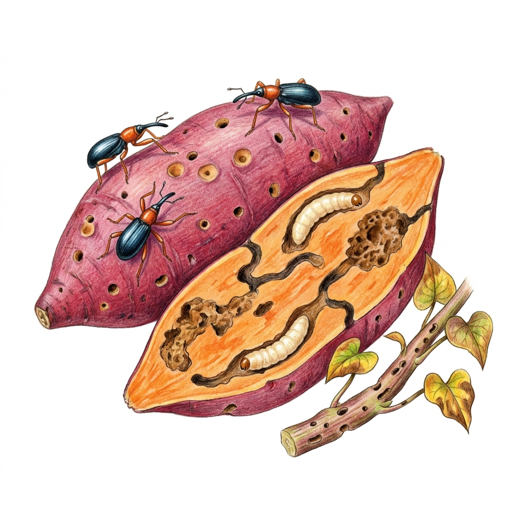 Sweet potato weevil (Cylas formicarius), illustration