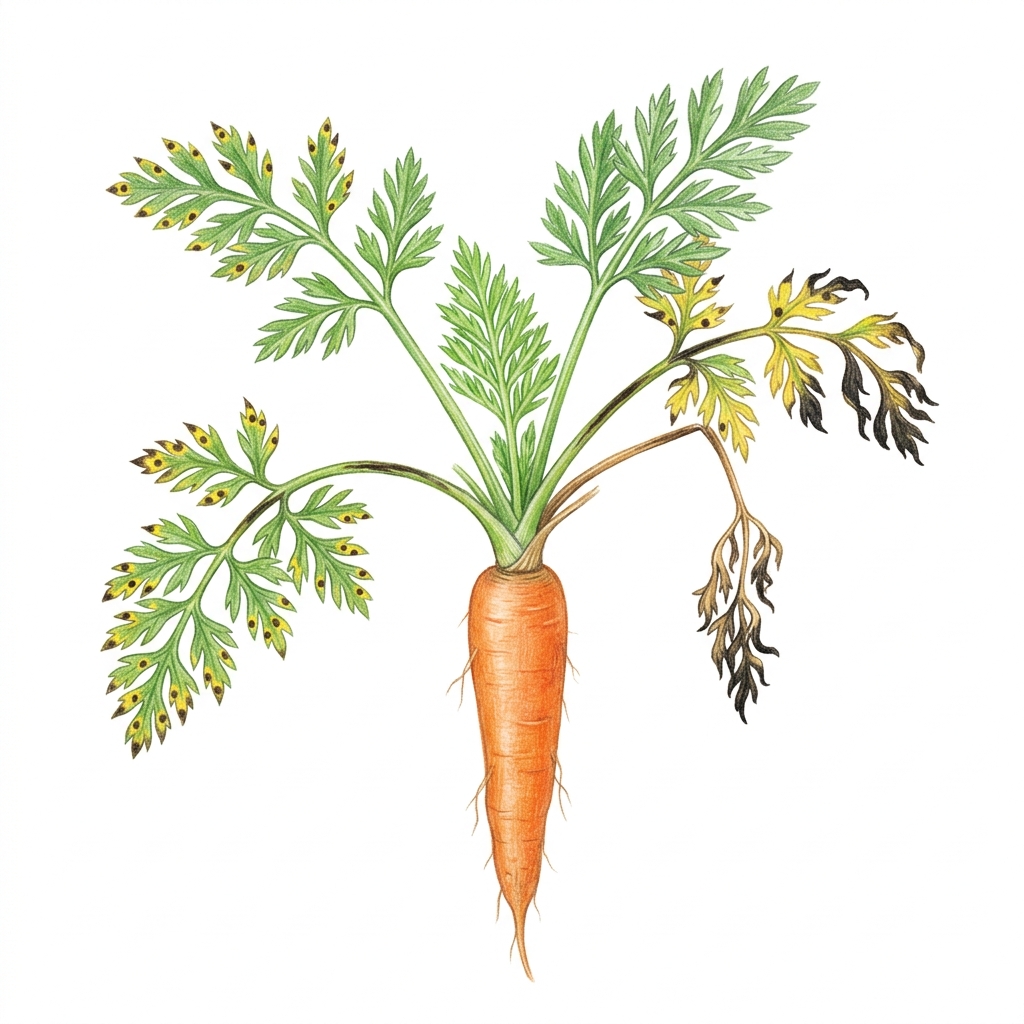 Alternaria leaf blight (Alternaria dauci), illustration