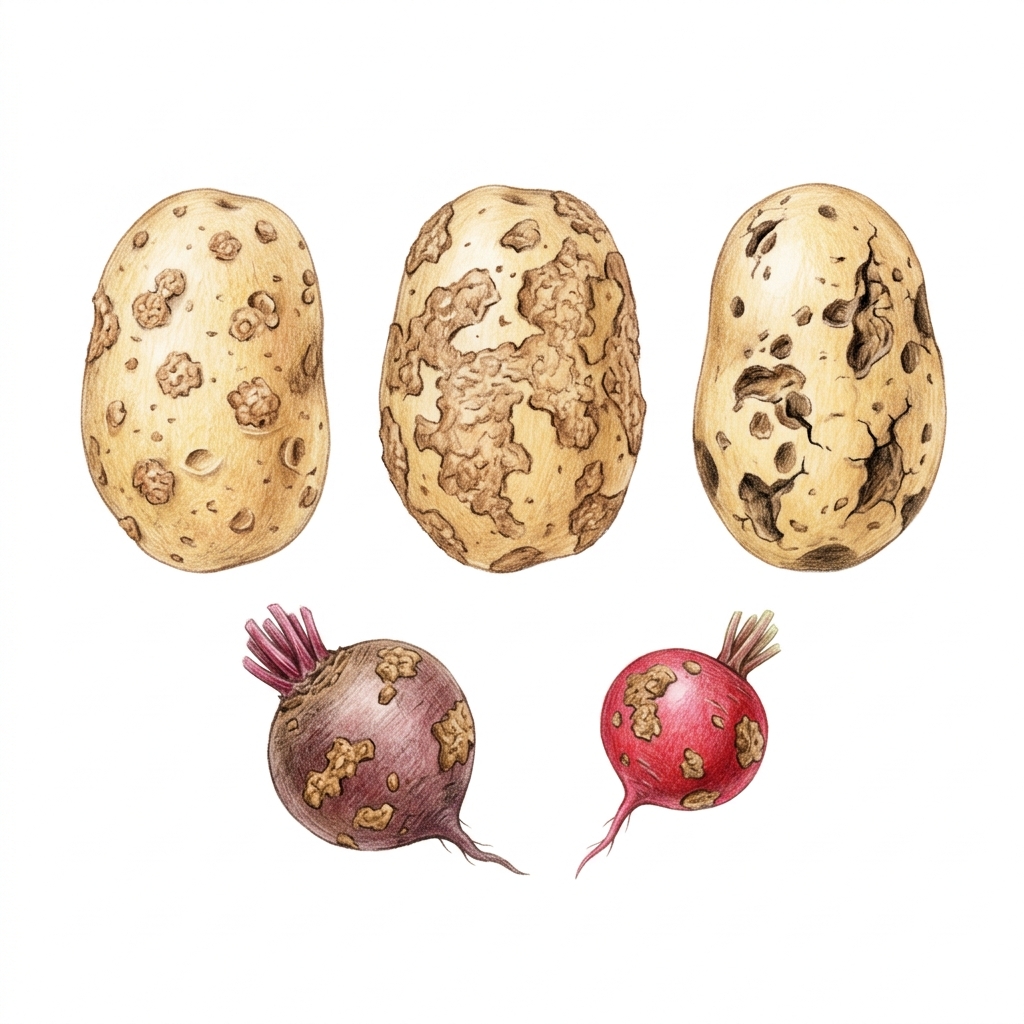 Common scab (Streptomyces scabiei and other Streptomyces species), illustration