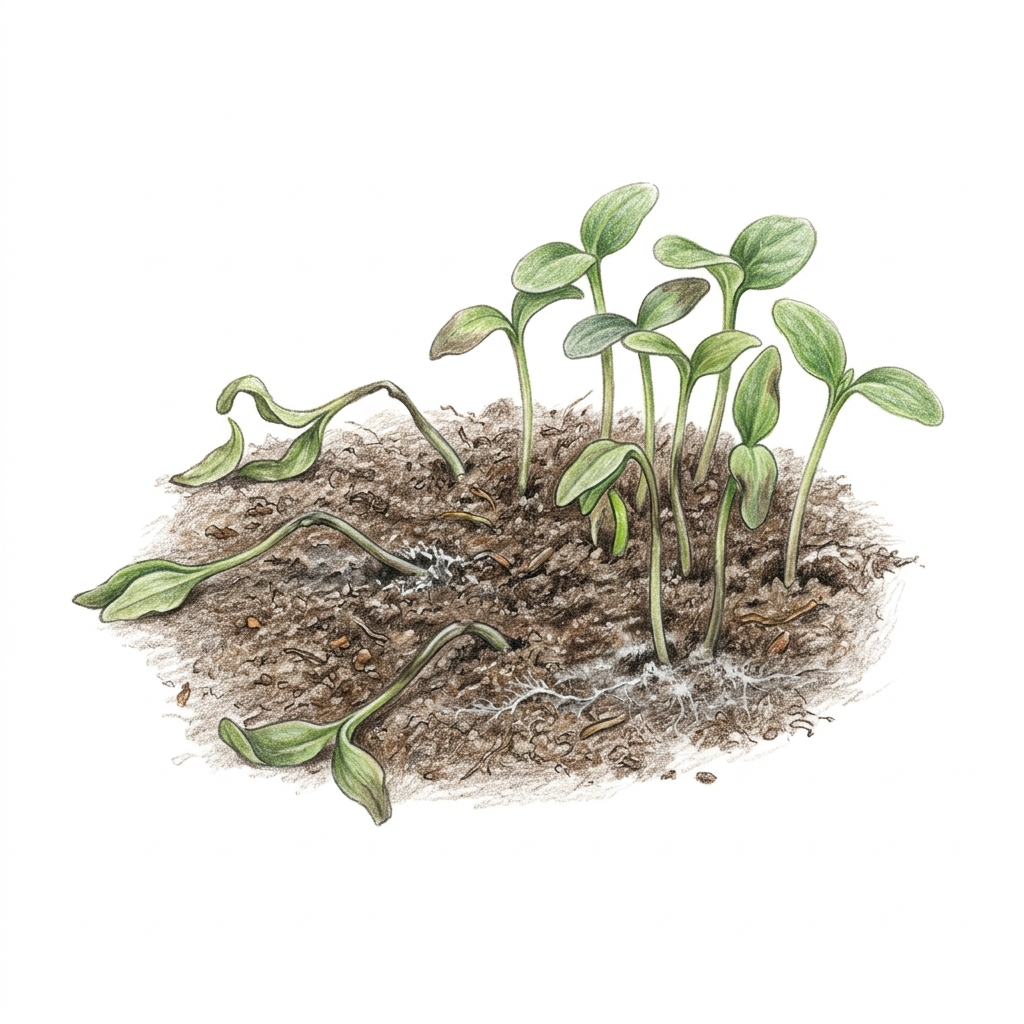 Damping off (Pythium, Rhizoctonia and other soil organisms), illustration