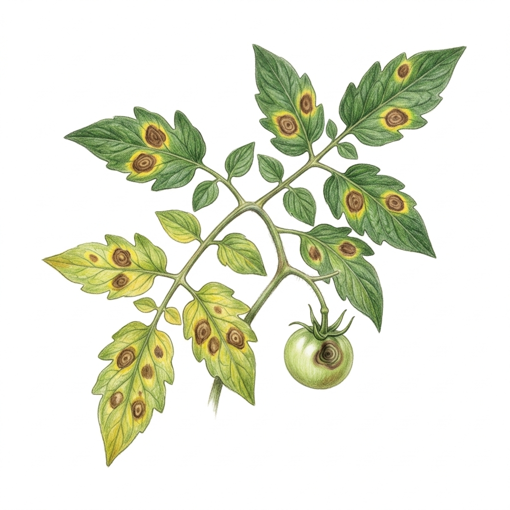 Early blight (Alternaria solani and Alternaria linariae), illustration