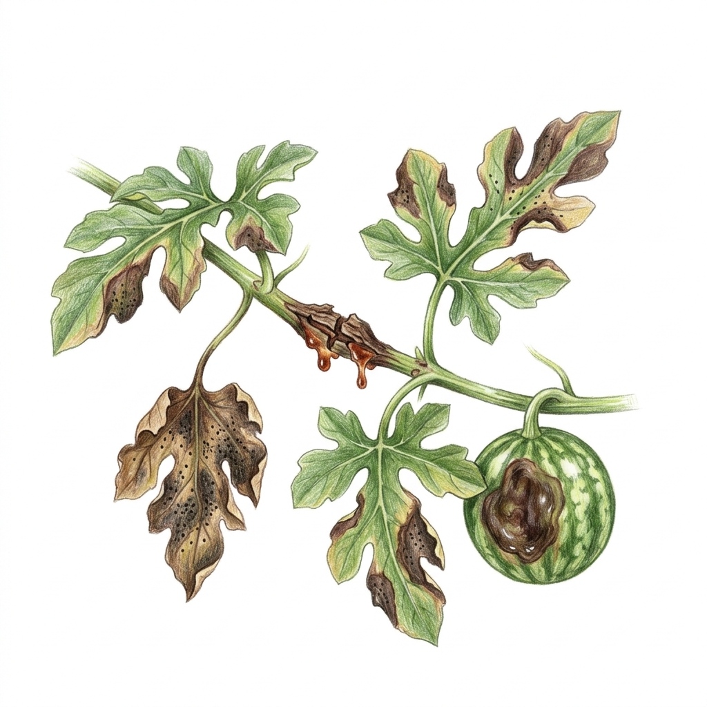 Angular leaf spot (Pseudomonas syringae pv. lachrymans), illustration