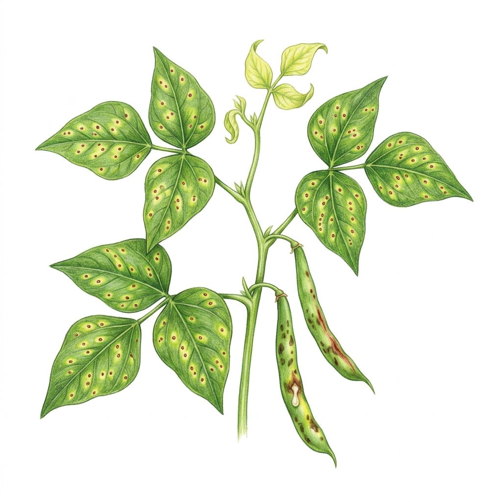 Halo blight (Pseudomonas savastanoi pv. phaseolicola (also known as Pseudomonas syringae pv. phaseolicola)), illustration