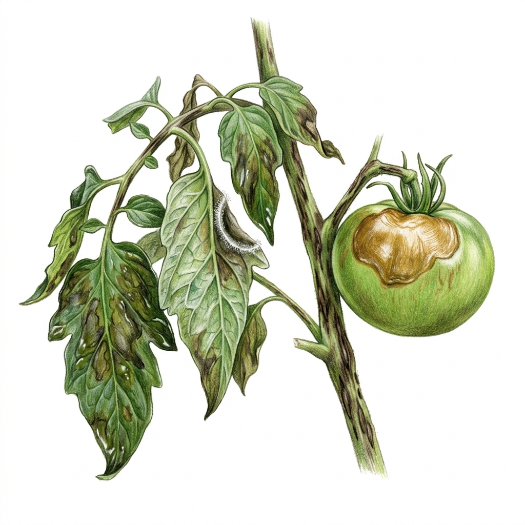 Late blight (Phytophthora infestans), illustration