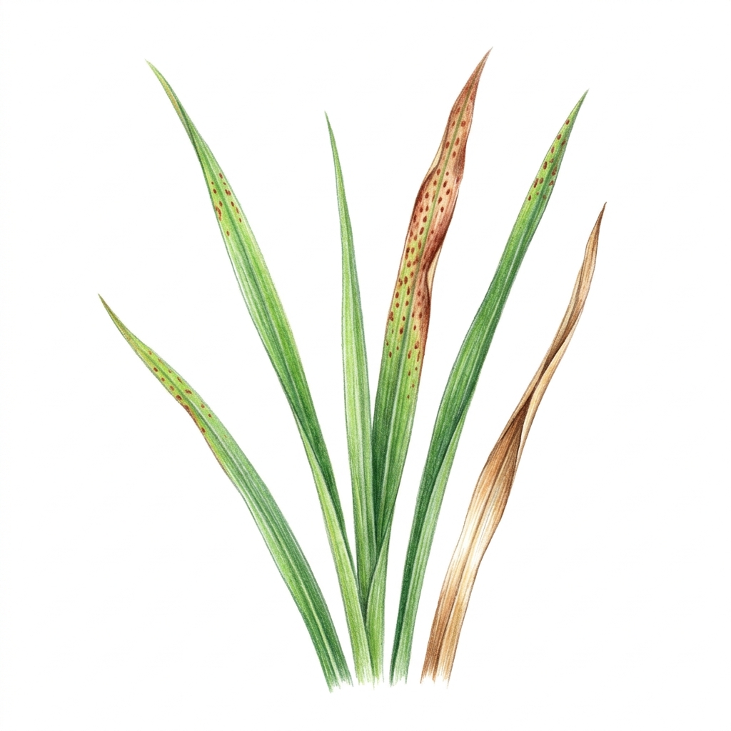 Lemongrass leaf blight (Curvularia andropogonis and related Curvularia fungi), illustration