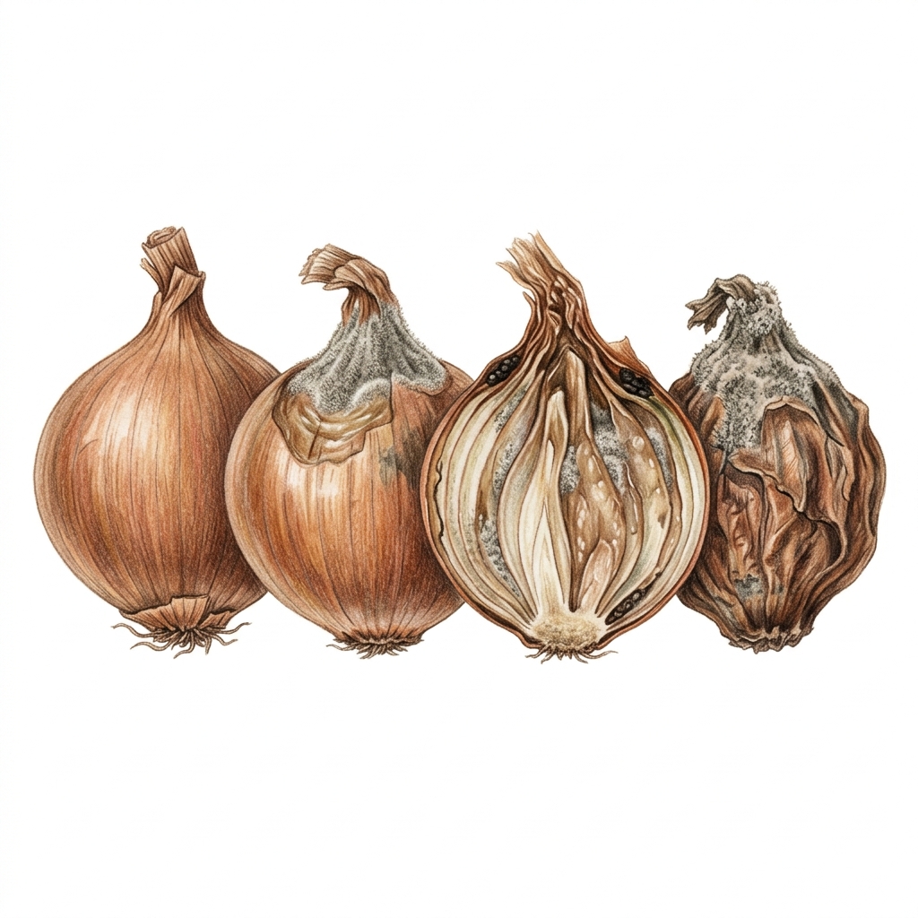 Neck rot (Botrytis allii and Botrytis aclada), illustration
