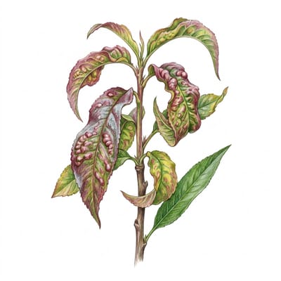 Peach leaf curl, illustration
