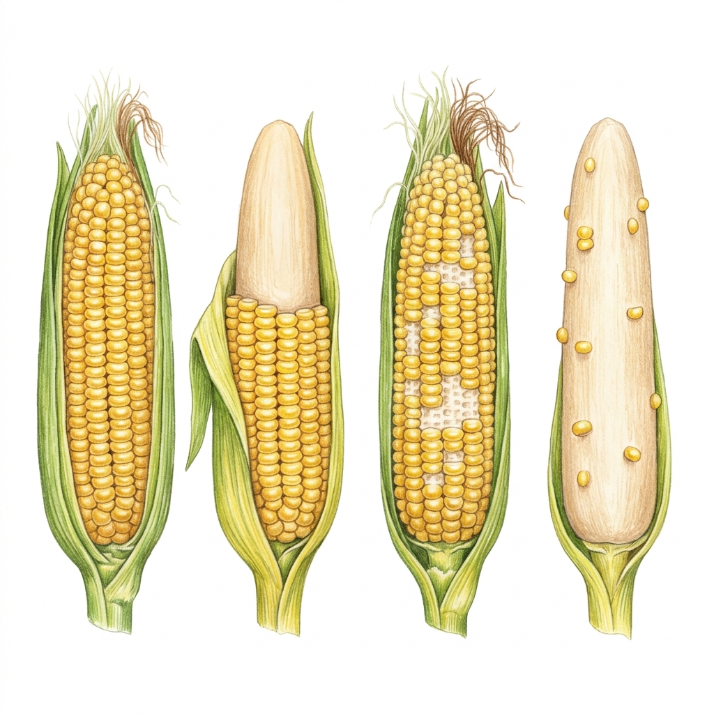 Corn smut (Ustilago maydis (also called Mycosarcoma maydis)), illustration