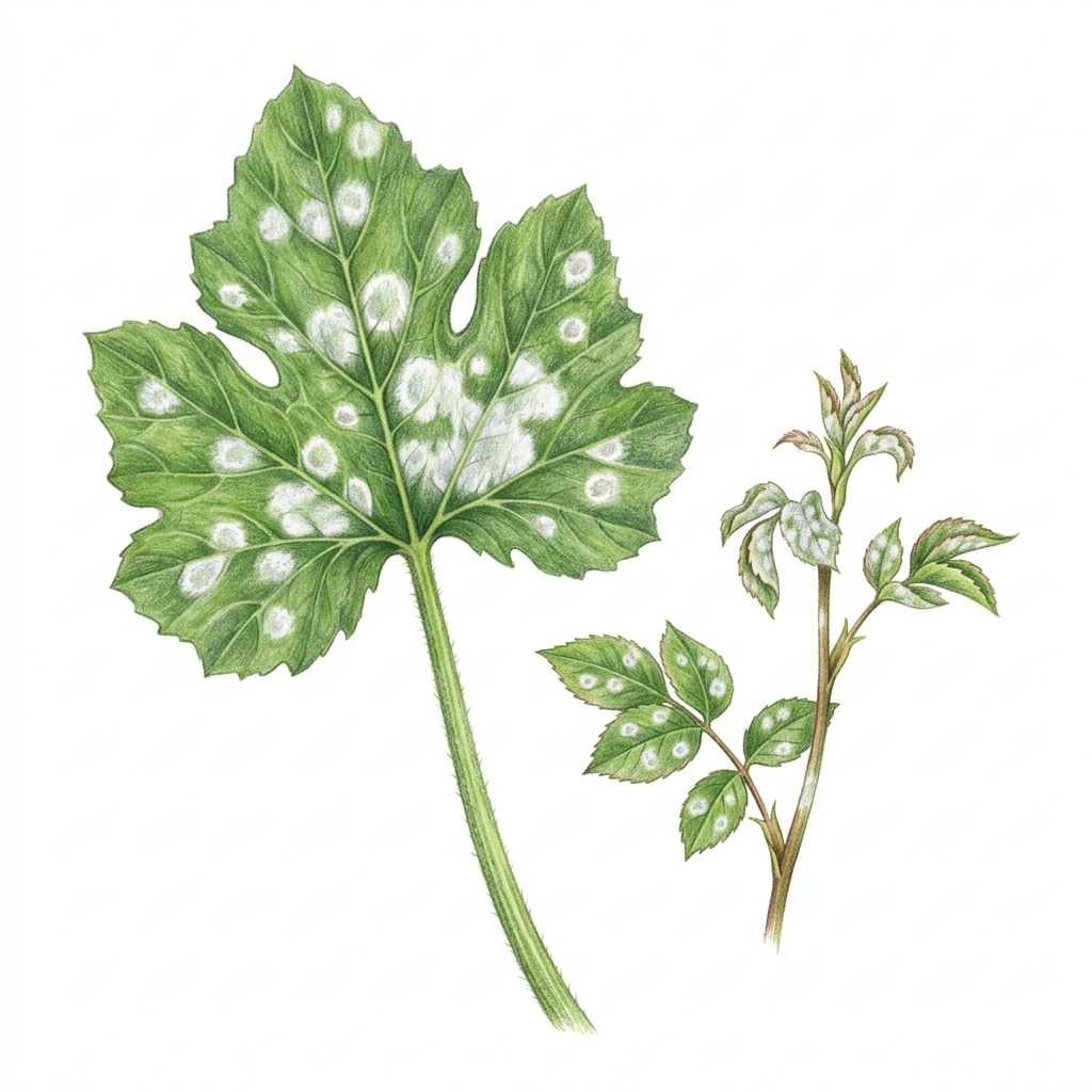 Powdery mildew (Podosphaera and related fungi), illustration