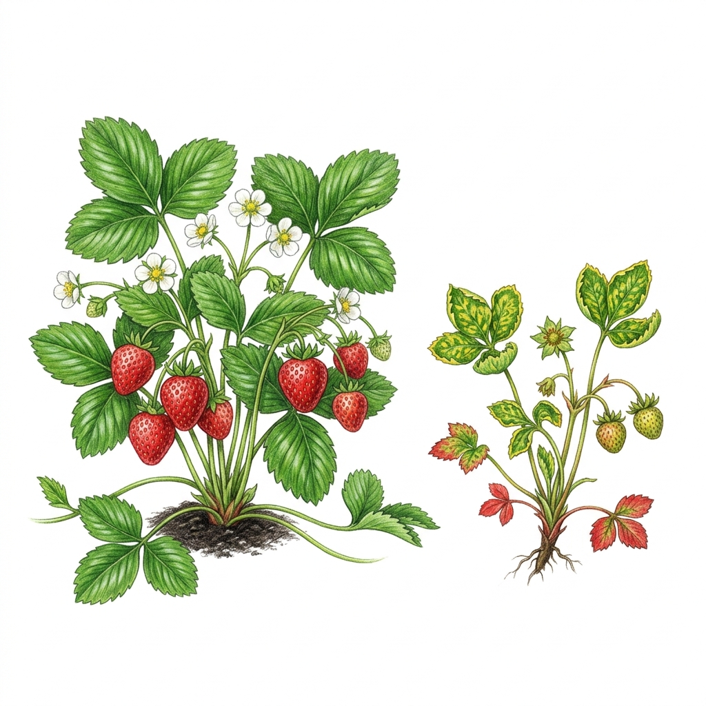 Strawberry viruses, illustration