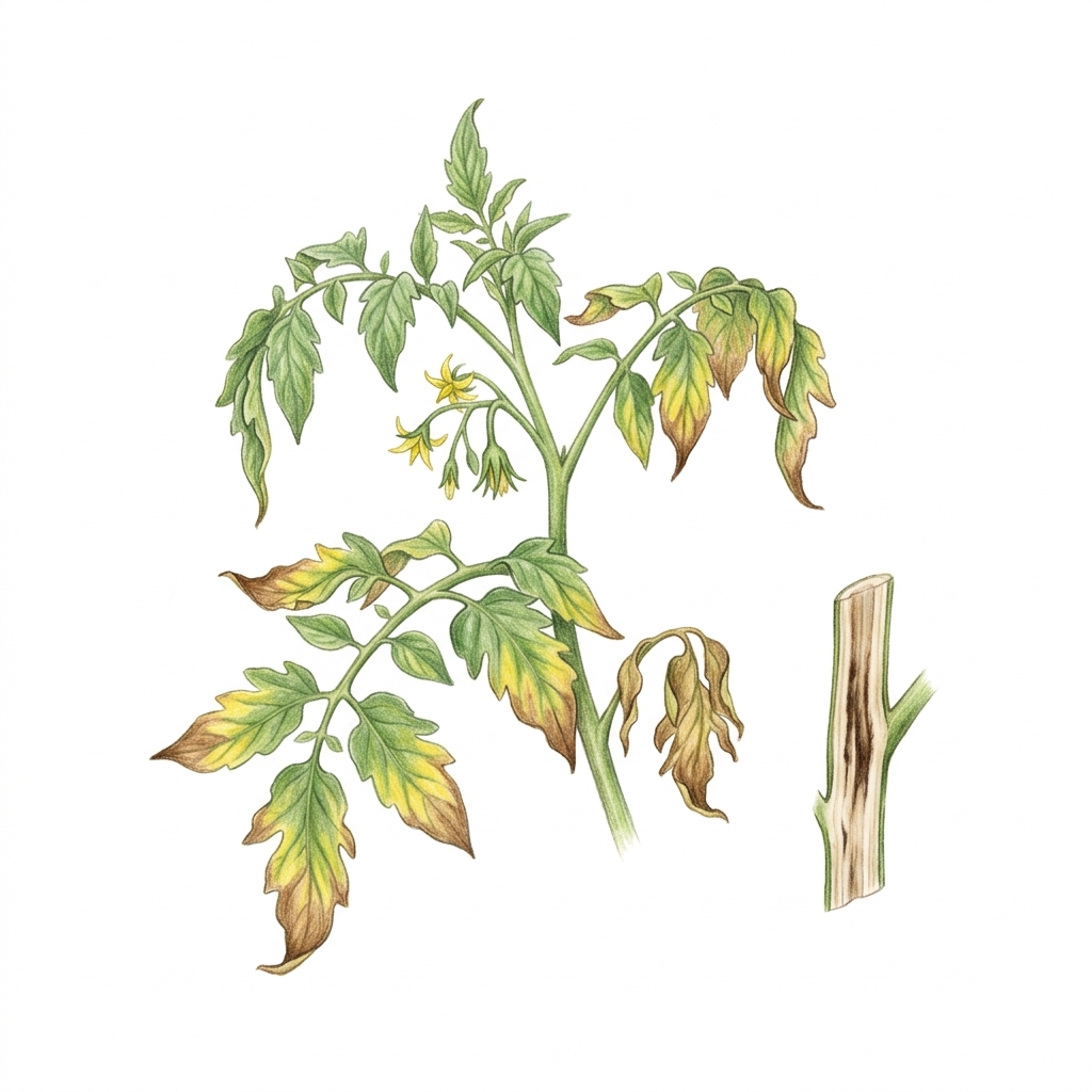 Verticillium wilt (Verticillium dahliae and Verticillium albo-atrum), illustration