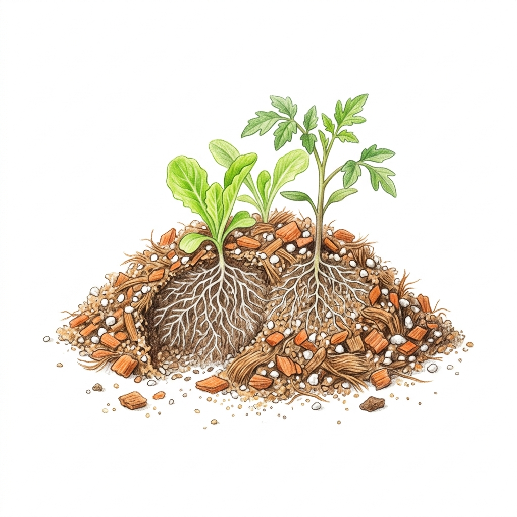Potting mix, illustration