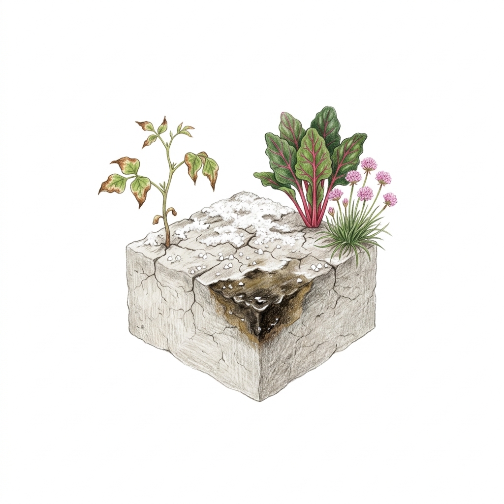Salty soil, illustration