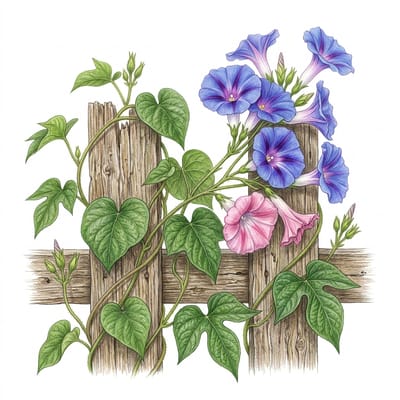 Blue morning glory, illustration